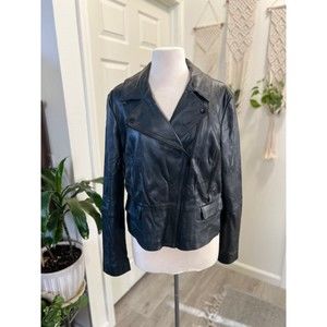 Classiques Entier Black Leather Moto Jacket Women's Size XL